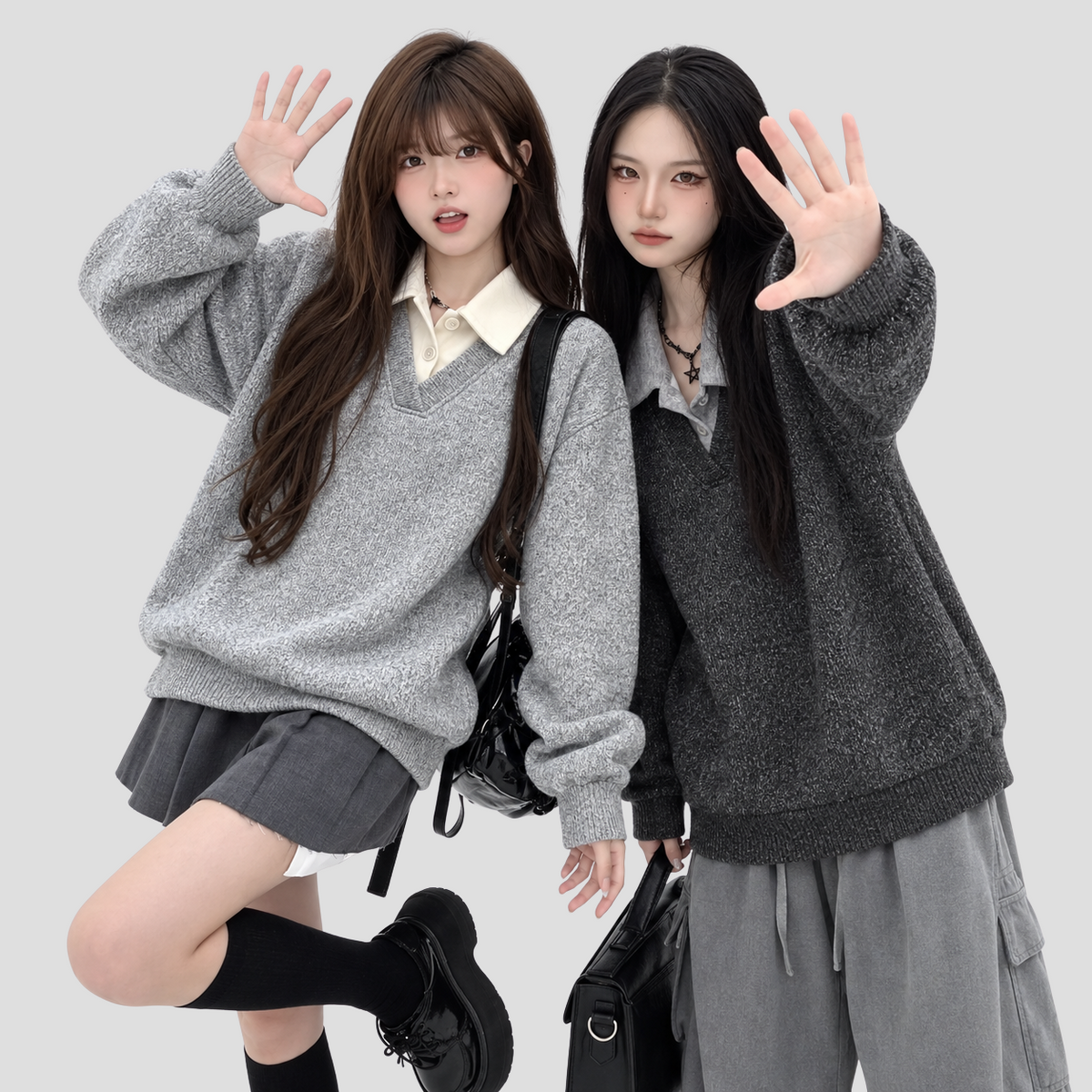 LISA™ 襟付きレイヤードニット